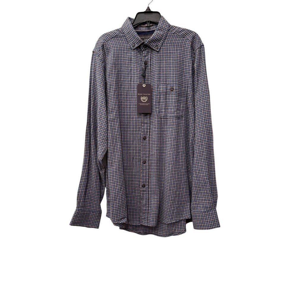 New Report Collection Men's Size M Blue Plaid Soft Touch Flannel Shirt